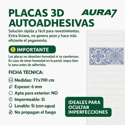 Placa 3D Autoadhesivas PACK X 10, MEDIDAS 70X77 LAS MAS GRADES, mas regalo